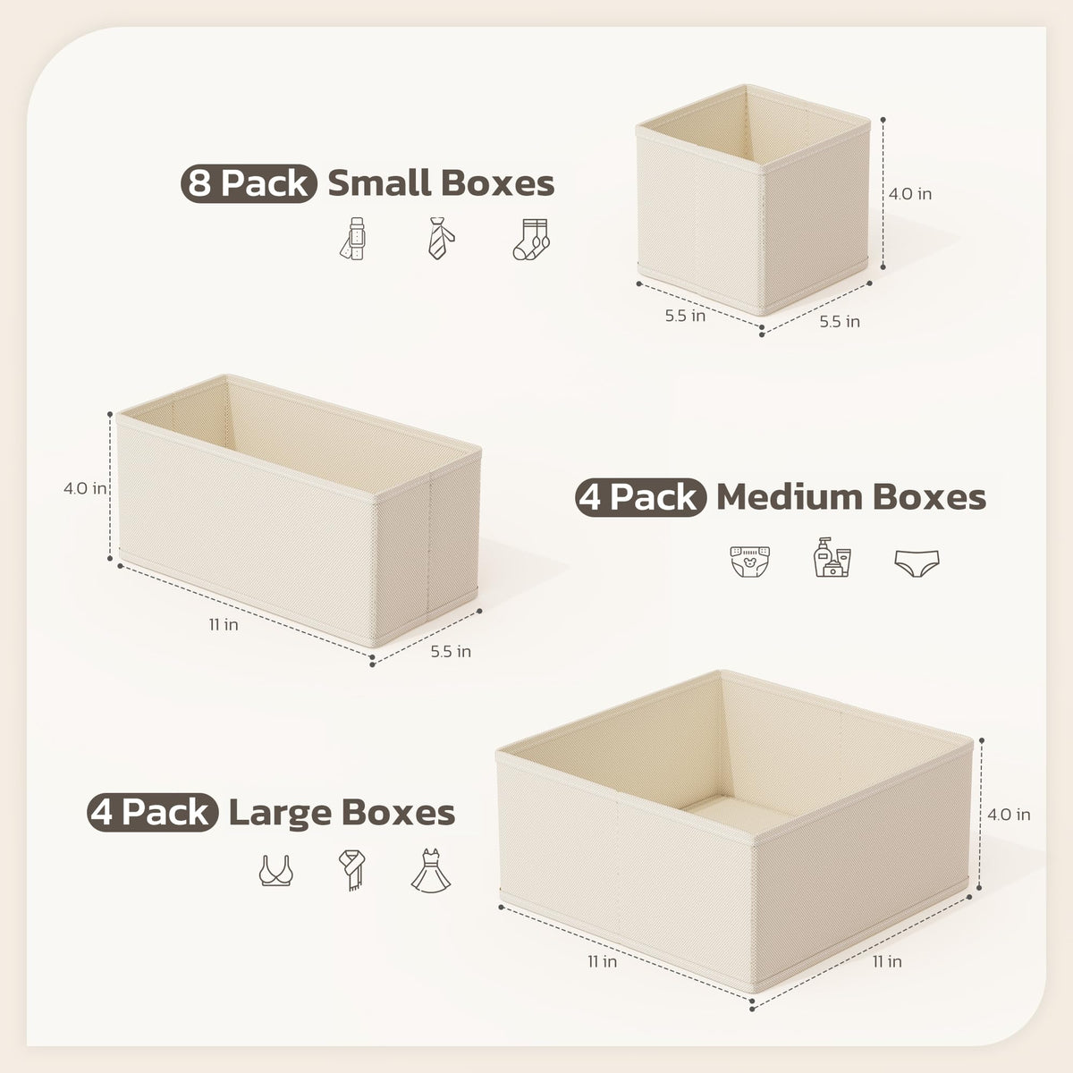 Stowsia drawer organizer 5-5x5-5-in creates compact compartments for baby items.