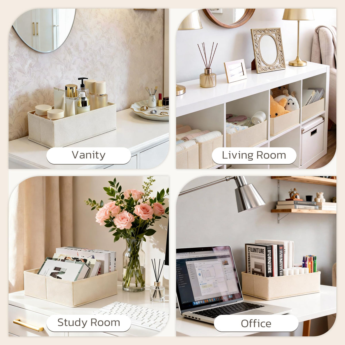 Stowsia multi-purpose organization for nursery, closet, and bathroom drawers.