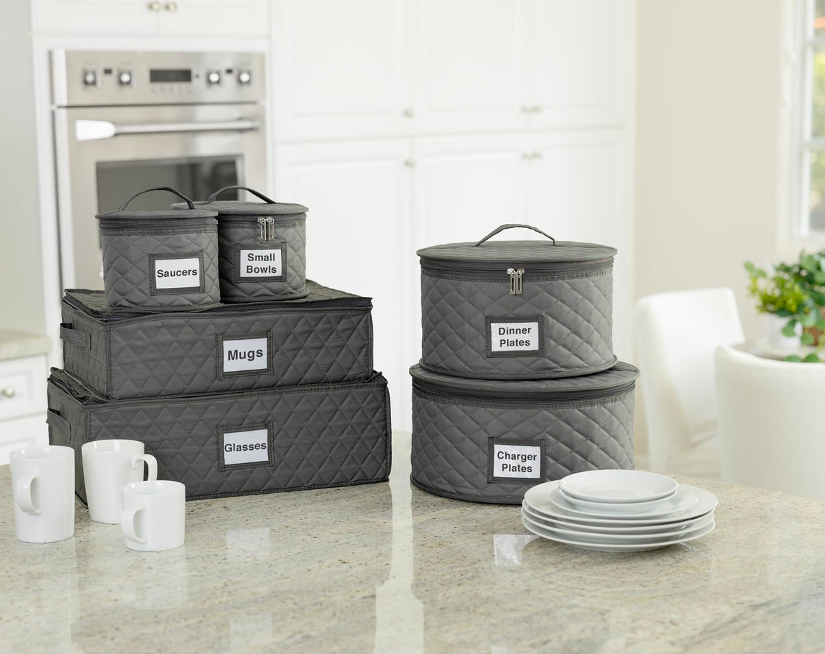 STOZU gray dish storage case is durable and washable.