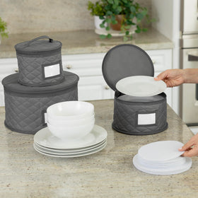 STOZU quilted interior cushions fragile dinnerware.
