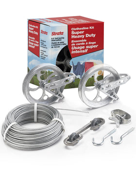 Strata clothesline outdoor 150ft wire showing rust-resistant coating for durability