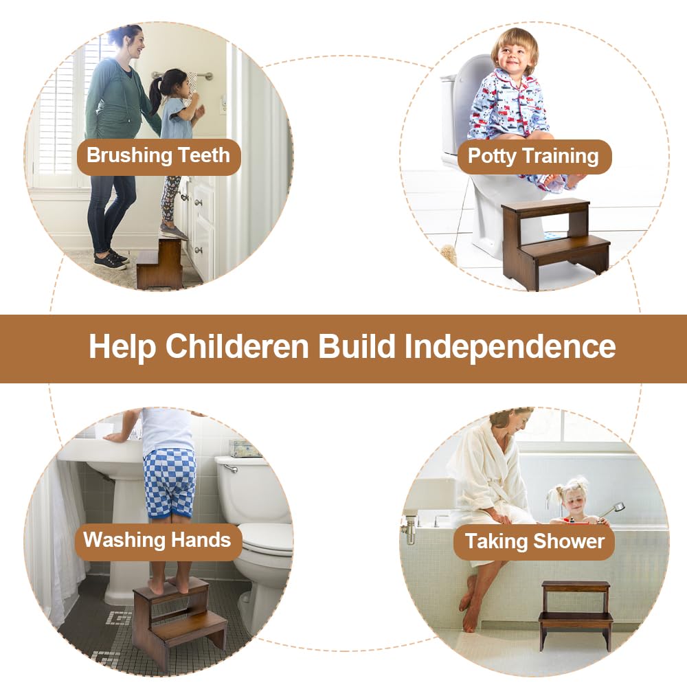 StrongTek Bamboo Two Step Stool with simple assembly and lightweight design
