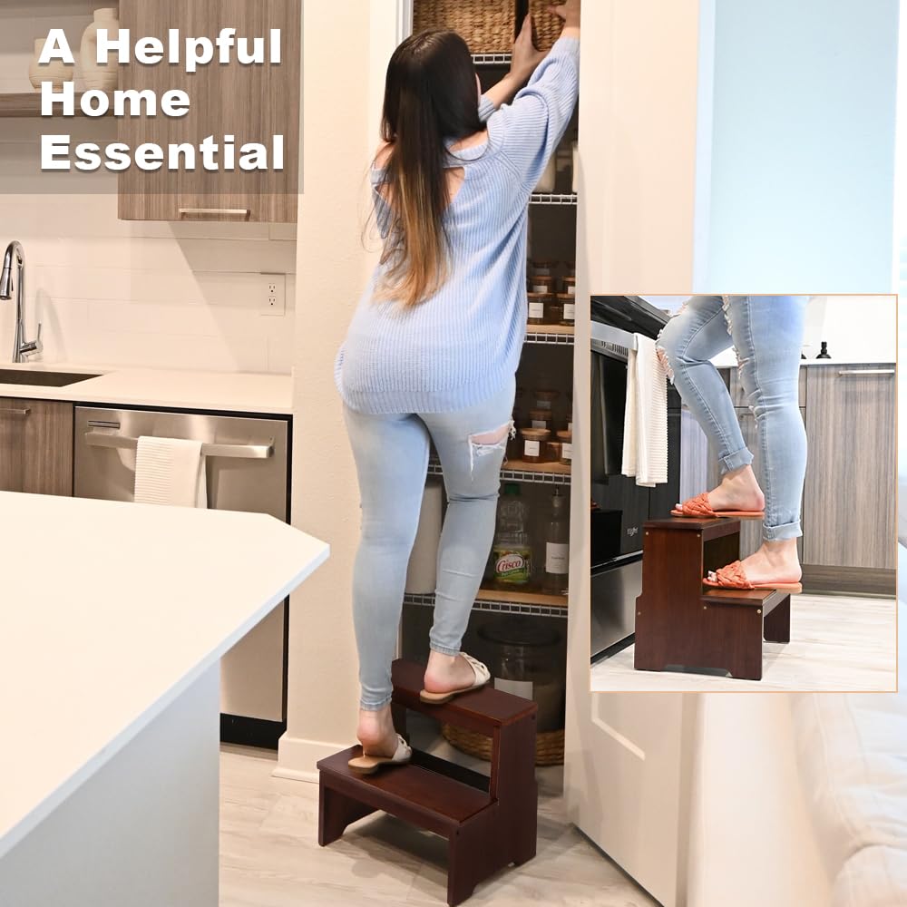 StrongTek bamboo two step stool easy assembly with included tools.