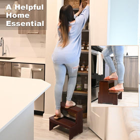 StrongTek bamboo two step stool easy assembly with included tools.
