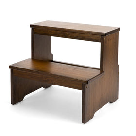 StrongTek Bamboo Two Step Stool front view with anti-slip bottom for safe reach