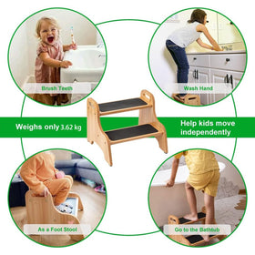 StrongTek compact toddler stool fits neatly in bathrooms and kitchens