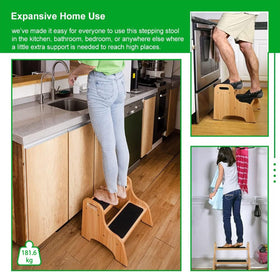 StrongTek wooden stool with non-slip steps ensures secure footing for kids