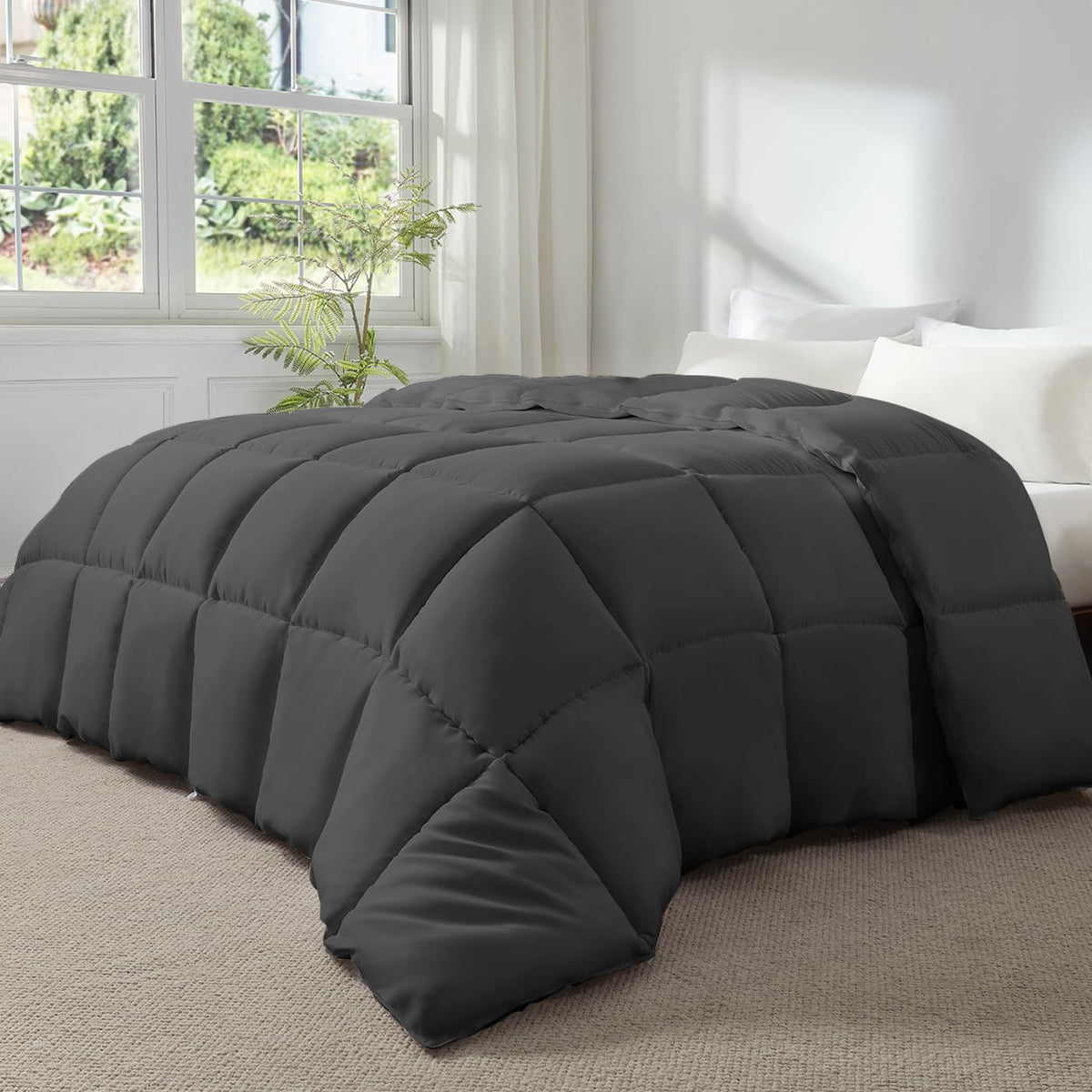 STWIENER Alaskan King Comforter large square design prevents shifting.