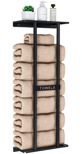STWWO towel rack with 30-inch shelf provides space-saving bathroom storage.