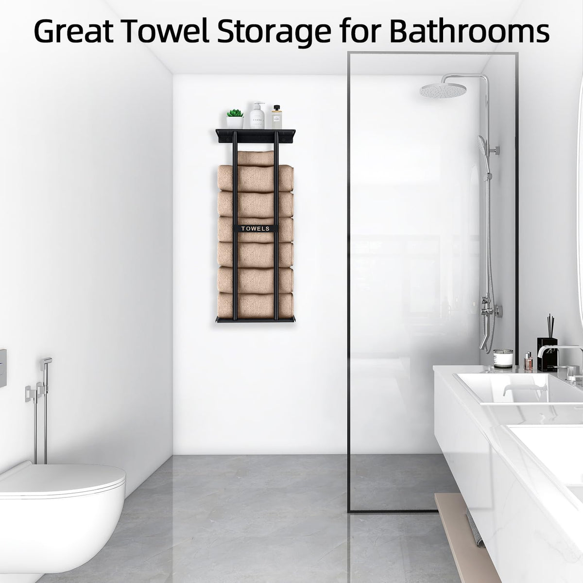 STWWO compact design keeps towels off surfaces in tight spaces.