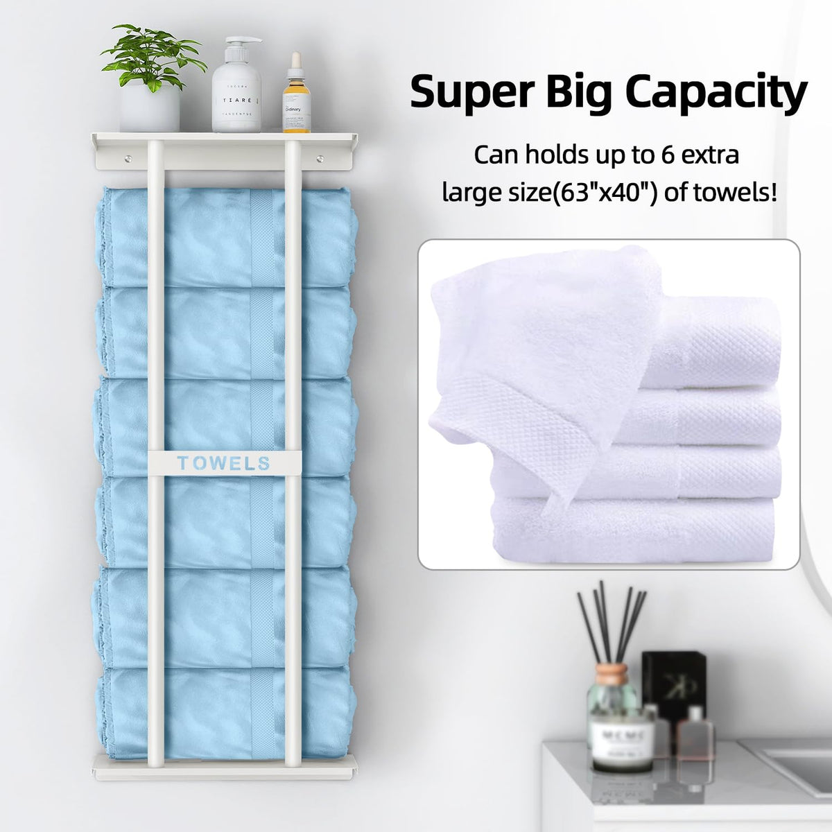 STWWO wall-mounted towel rack installed easily with hardware.