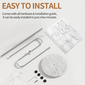 STWWO weighted marble base prevents tipping during towel changes.