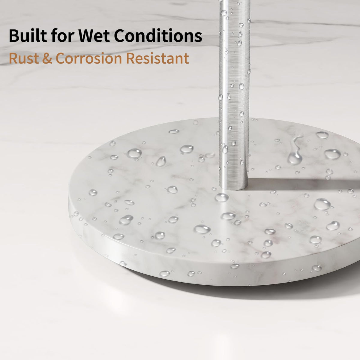 STWWO rust-proof stainless steel frame resists humidity in bathrooms and kitchens.