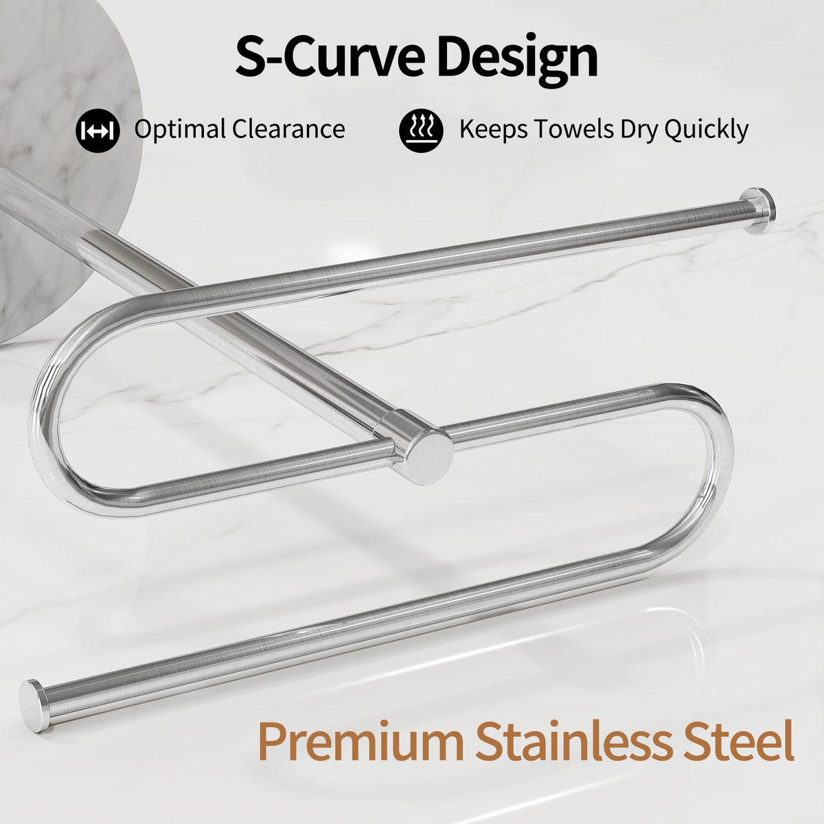 STWWO S-shape design promotes quick drying with 1.5-inch gaps.