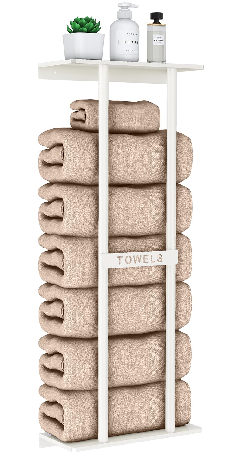 STWWO wall towel rack holds rolled towels for compact space storage.