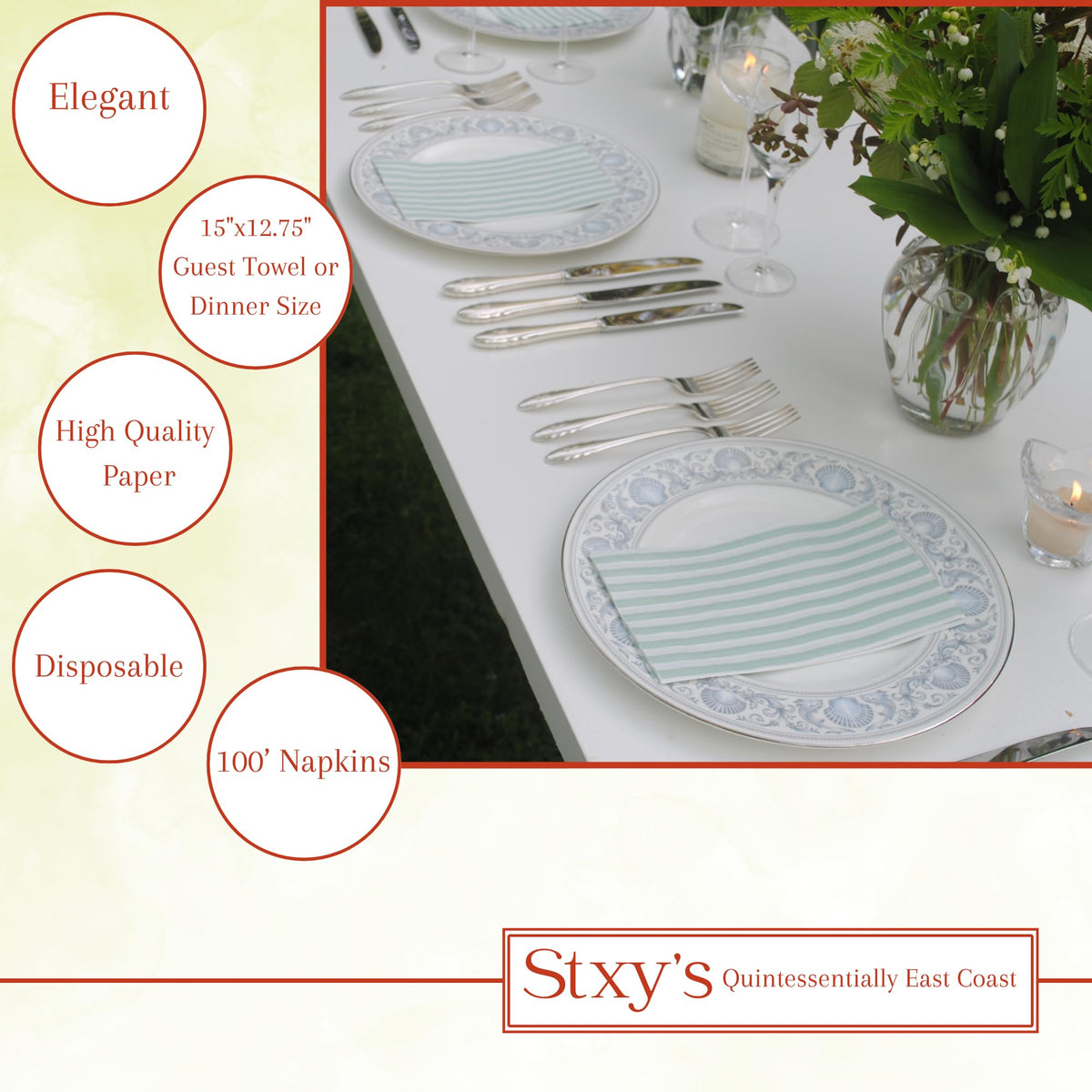Stxy's sage napkins in powder room for refined bathroom styling