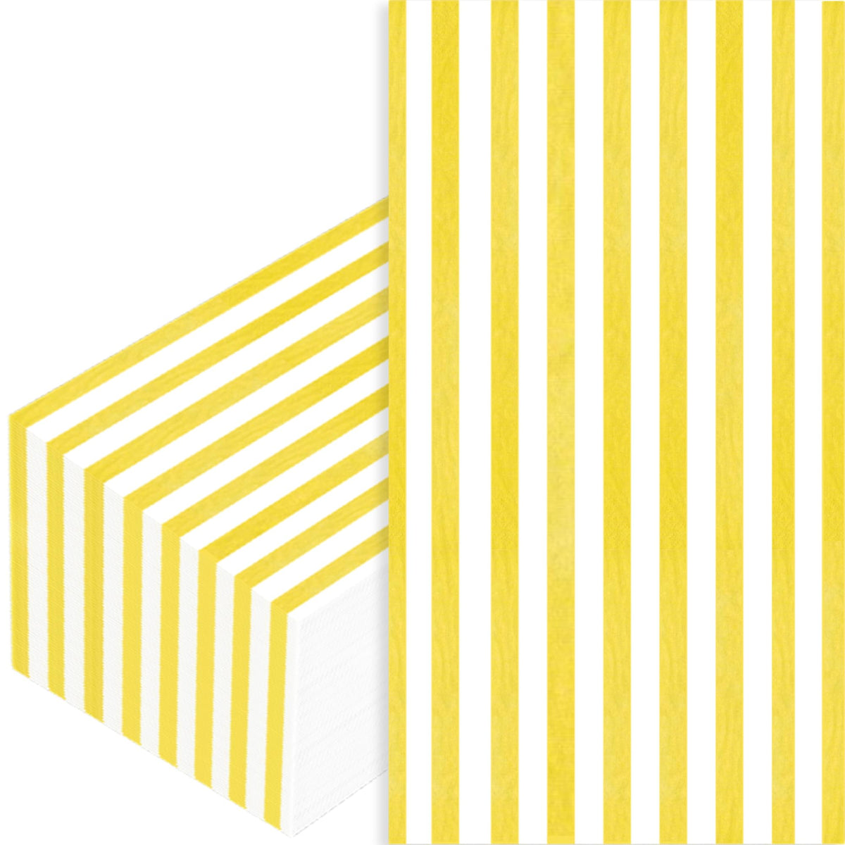 Stxy's yellow-striped napkins provide bright, clean hand-drying for guests.