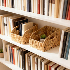 Stylave boho decor basket blends warm texture with modern shelves.