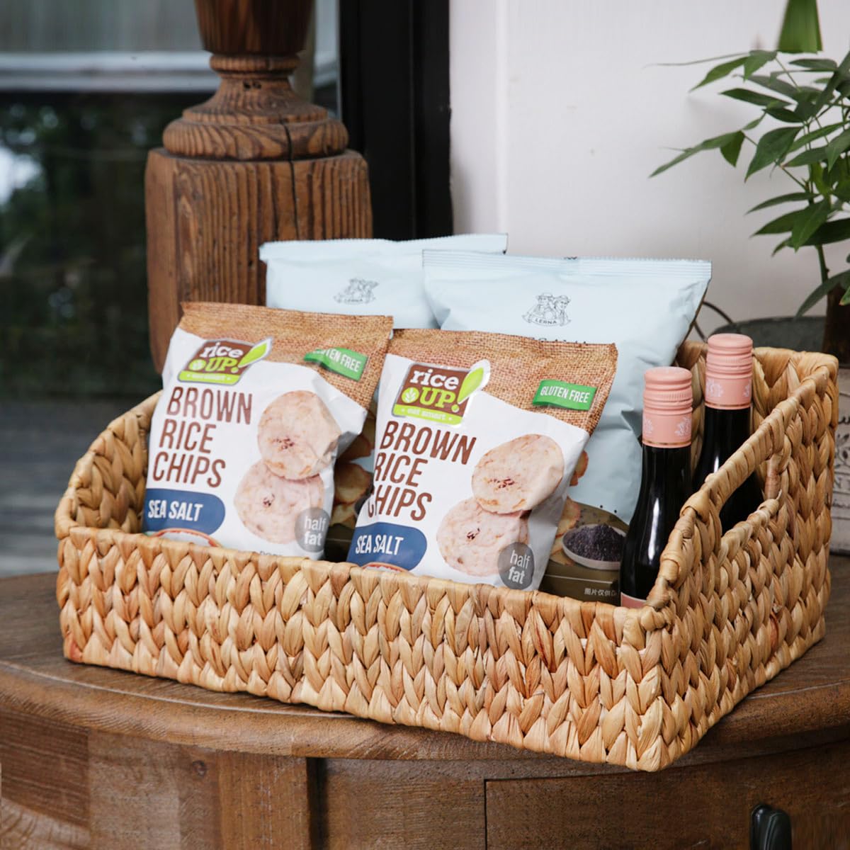Stylave kitchen storage basket helps organize grains, snacks, and small items.