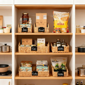 Stylave large-capacity basket maximizes shelf space for groceries, magazines, or towels.