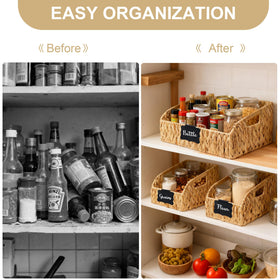 Stylave water hyacinth slanted-opening basket keeps contents visible at a glance.
