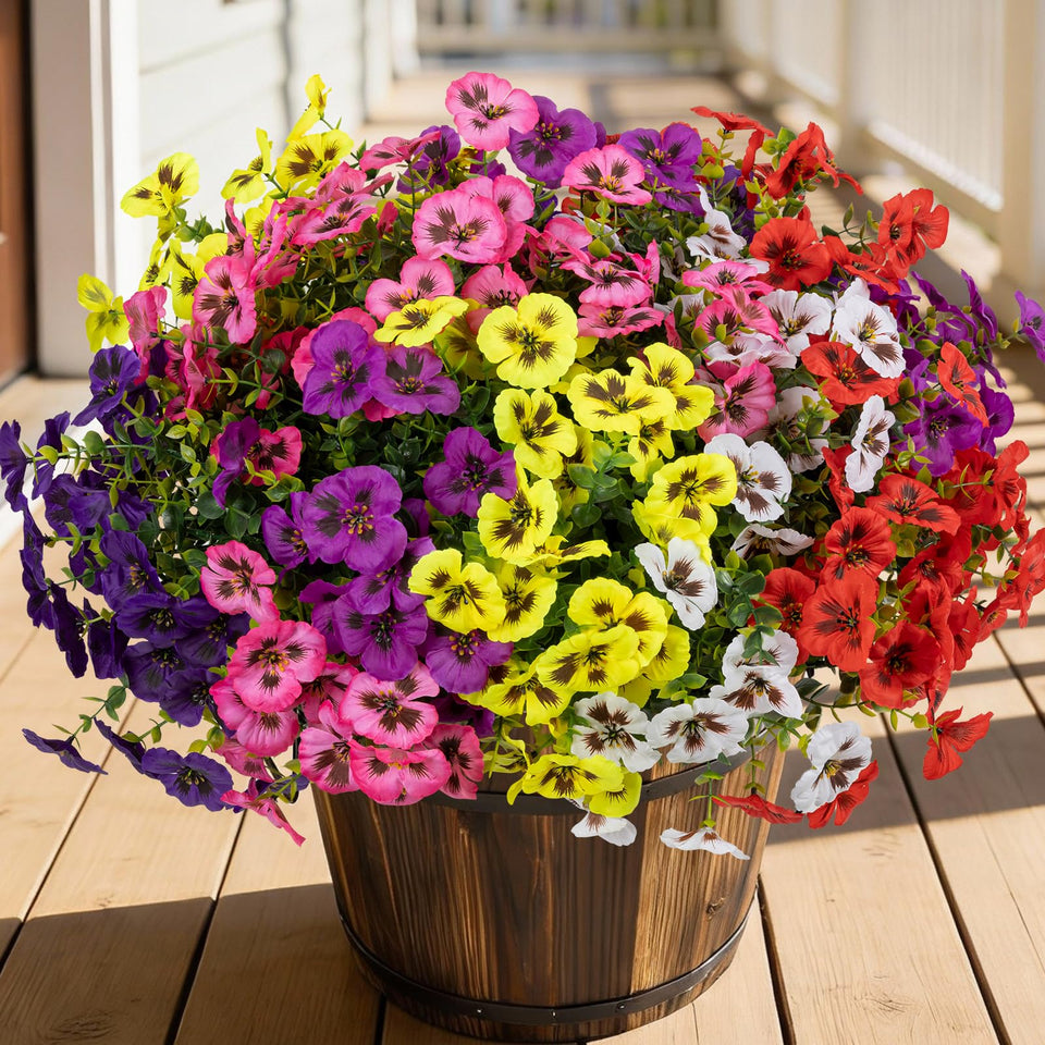 StyleNest artificial pansy outdoor bundles with lifelike blooms for durable year-round display