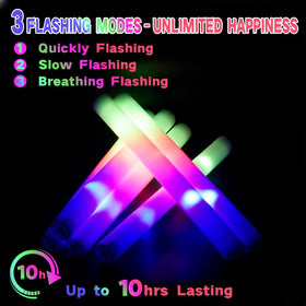 Stymiya glow sticks use replaceable batteries for long-lasting party lighting.