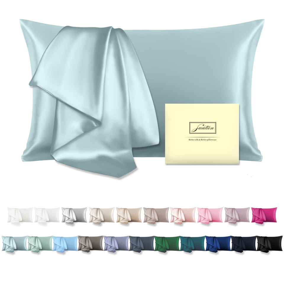Suatien Mulberry Silk Pillowcase with hidden zipper for secure sleep and smooth hair.