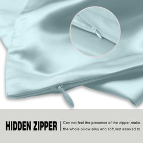 Suatien silk pillowcase 2-pack blue haze hidden zipper keeps pillow secure.