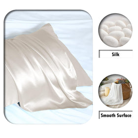 Suatien silk pillowcase beige with hidden zipper for secure fit.