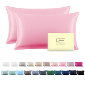 Suatien silk pillowcase close-up texture highlights luxurious softness for smooth sleep.