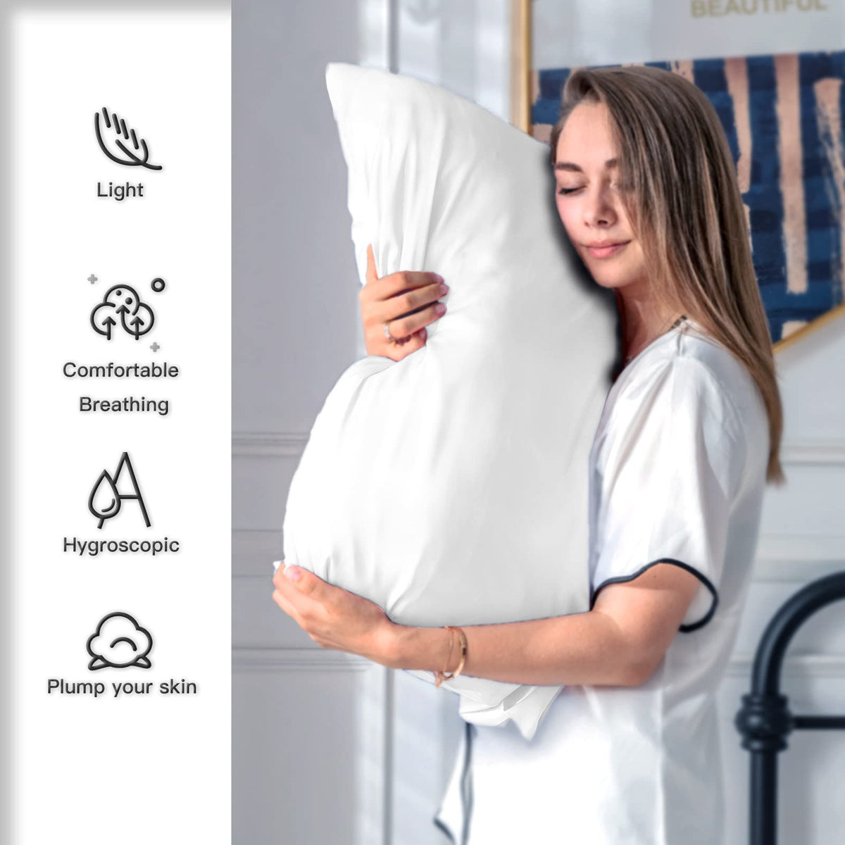 Suatien silk pillowcase cool breathable fabric for all seasons.