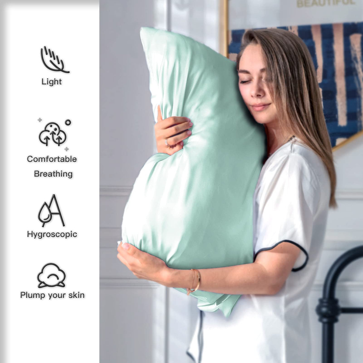 Suatien cooling silk pillowcase stays cool for comfortable nights.