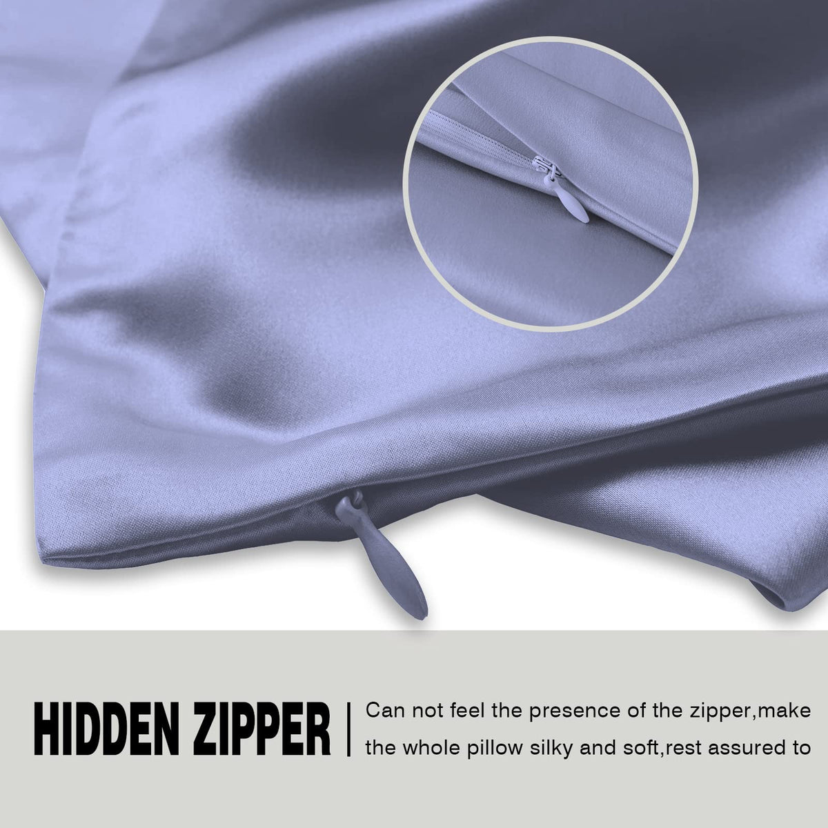 Suatien silk pillowcase hidden zipper design ensures secure fit.