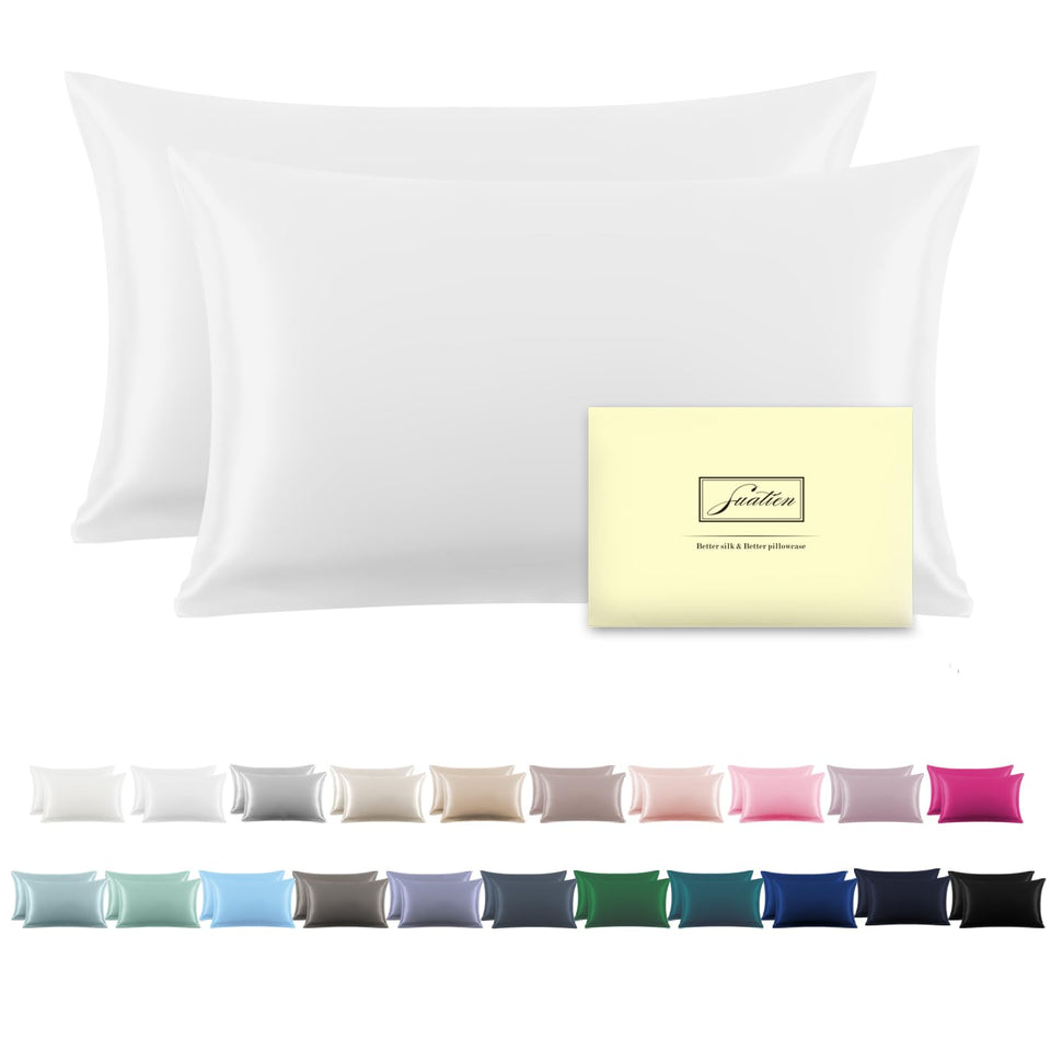 Suatien silk pillowcase king size white 20x36 delivering luxurious softness and smooth skin.