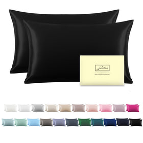 Suatien silk pillowcase close-up; smooth texture reduces hair friction.
