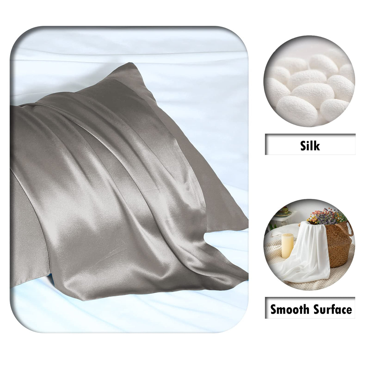 Suatien silk pillowcase packaging in gray box, a luxurious gift option.