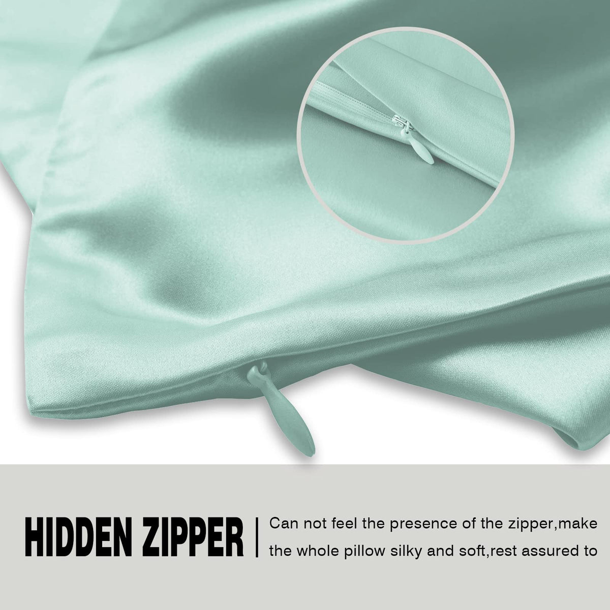 Suatien silk pillowcase with soft texture reduces friction on hair and skin.
