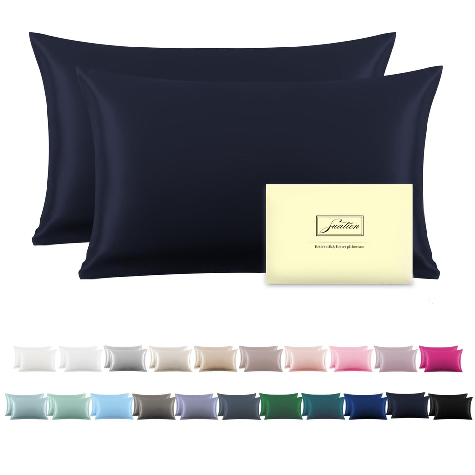 Suatien silk pillowcase texture close-up highlighting smooth, low-friction surface.