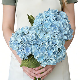 Suaycy real touch blue hydrangea head for lifelike wedding decor