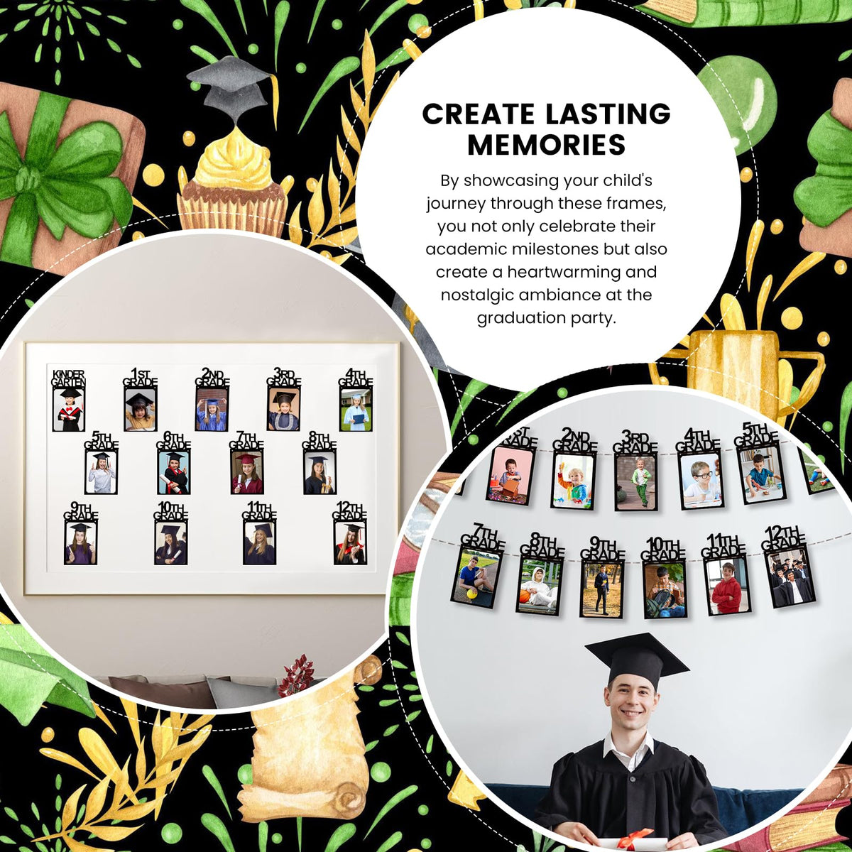 Subacy grad banner ideal for kindergarten through 12th grade celebrations.
