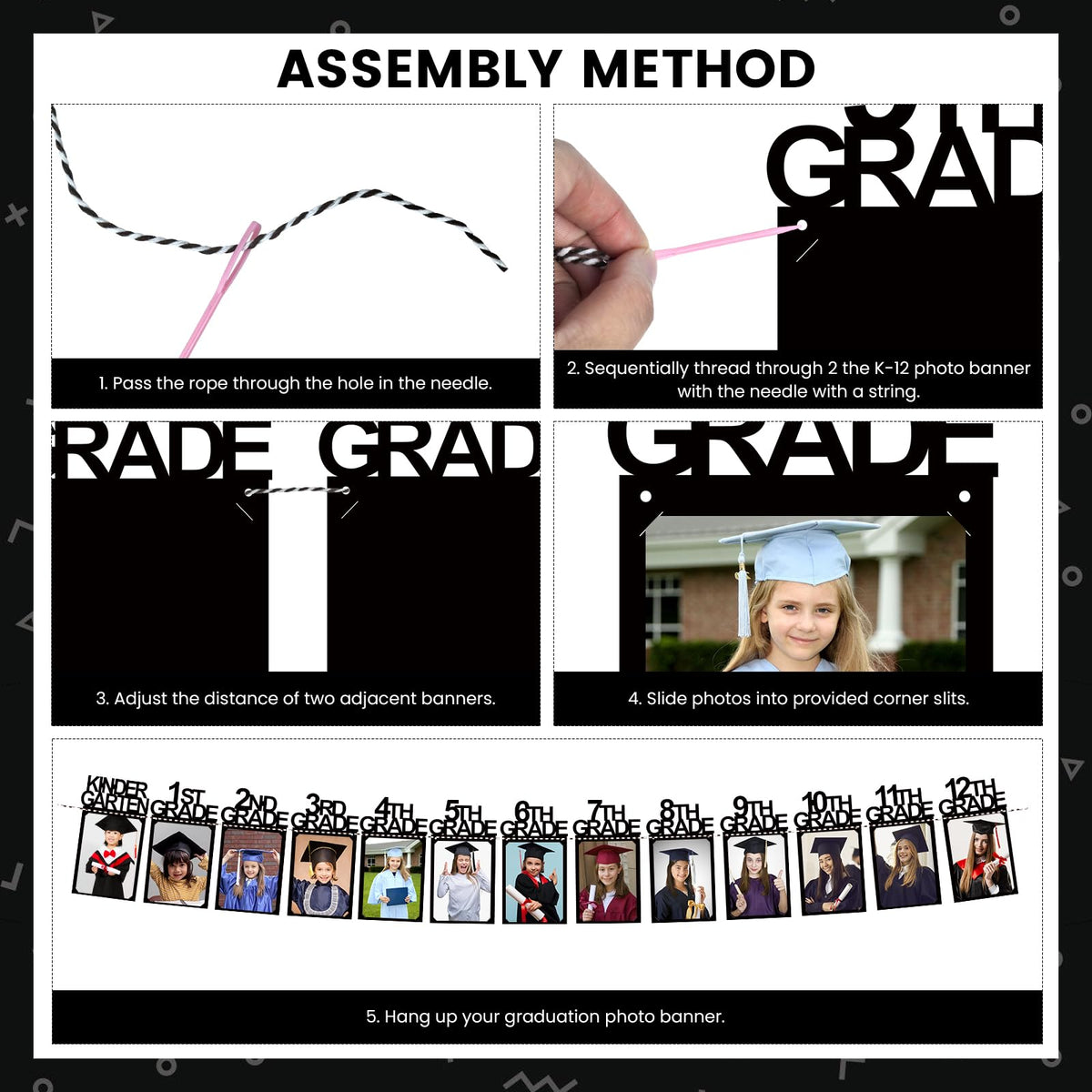 Subacy grad banner thick cardboard material is reusable for events.