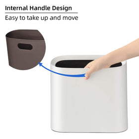 SUBEKYU compact trash bin measures 12.01 inches tall for compact rooms.