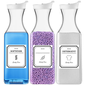 SUBEKYU laundry detergent dispenser 54oz bottle keeps detergents organized and easy to pour.