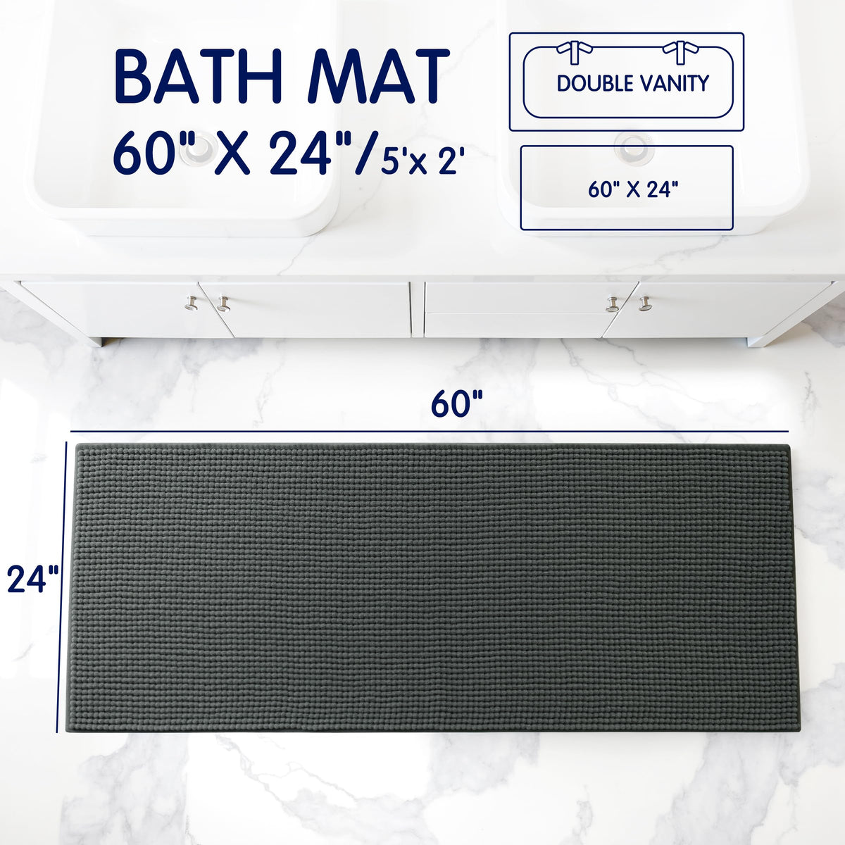 SUBRTEX 24x60 rug dense pile aids quick moisture control after showers.