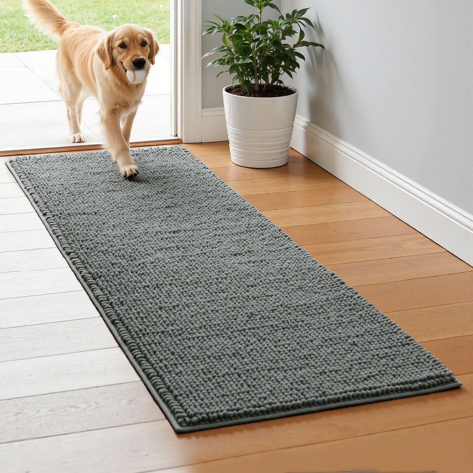 SUBRTEX 24x60 soft chenille rug cushions steps on cold floors.