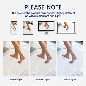 SUBRTEX white bath rug adds a clean, inviting look.