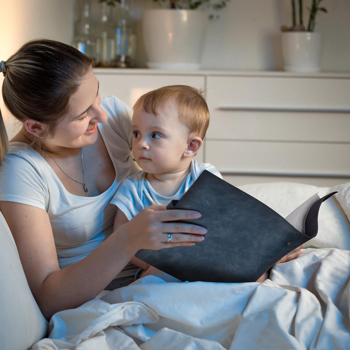 sucarlon photo album on a shelf for travel and home display memories