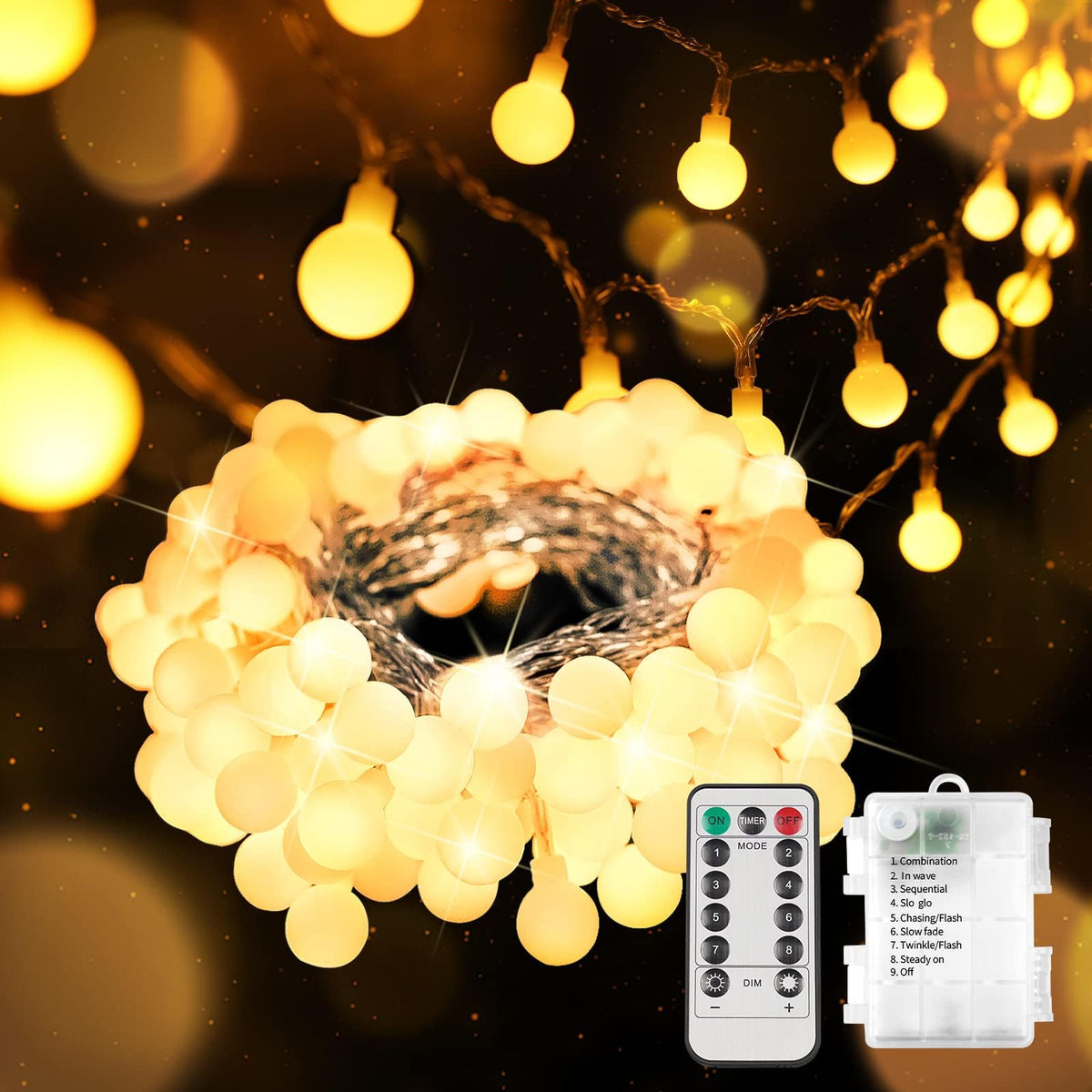 suddus Globe String Lights battery operated for versatile indoor ambiance