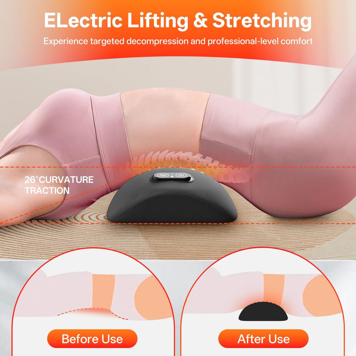 SUDAHIA ergonomic 135-degree curve enhances natural spinal alignment